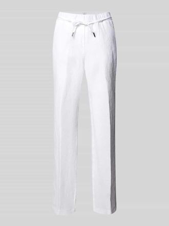 Brax Brax Straight Leg Leinenhose mit Bindeg&uuml;rtel Modell STYLE.FARINA in Weiss, Gr&ouml;&szlig;e 48