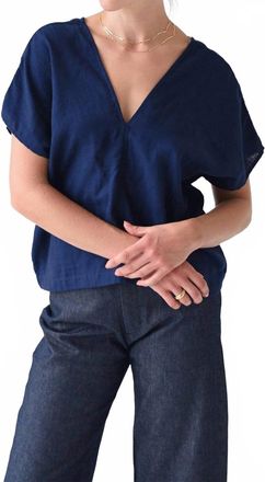 M.Patmos Merrick V-Neck Top In Navy