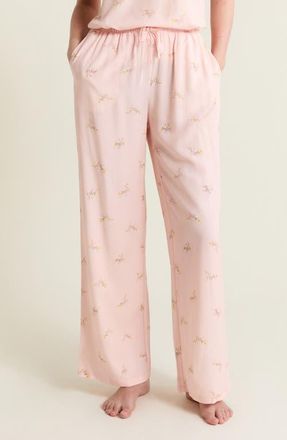 Etam Plumia Floral Swiss Dot Pajama Pants in Imp Fond Vert at Nordstrom, Size X-Small