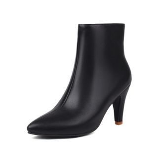 Generic Womens Ankle Boots Faux Leather Pointed Toe Stiletto Heels Sleek Silhouette Slip-On Slim Fit Soft Inner Lining Durable Non-Slip Outsole Elegant Design