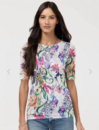 Johnny Was Elbow Sleeve Boat Neck Top In Ruthane
