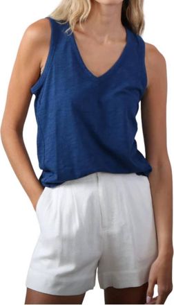 bobi V-Neck Tank Top In Naval