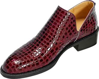 Generic Ankle Boots for Women UK Fashion Side Zip Elegant Short Boots Biker Booties Casual Leather Booties Business Office Work School Walking Shoes(E-Wine,10