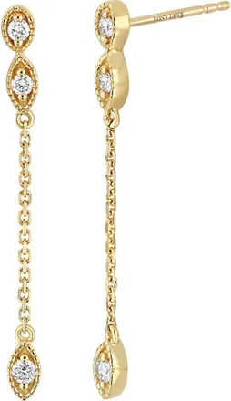 Bony Levy 18K Gold Mykonos Diamond Linear Drop Earrings in 18K Yellow Gold/diamond at Nordstrom