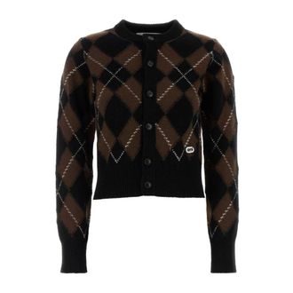 Ami Geborduurd Argyle Wol Vest - Dames - Truien - Bruin - Maat: M Wol