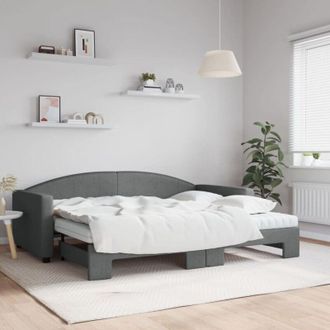 vidaXL Vidaxl - Sof&aacute; Cama Nido Con Colch&oacute;n Tela Gris Oscuro 90x200 Cm
