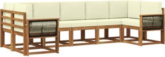 vidaXL Conjunto De Sof&aacute;s De Exterior 7 Uds. Natural Y Crema Vidaxl