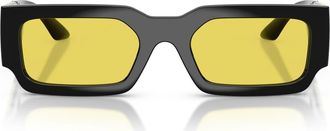Versace 54mm Rectangular Sunglasses in Black /Yellow at Nordstrom