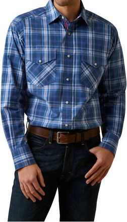 Ariat Mens Pro Jaxton Long Sleeve Western Snap Shirt In Blue Plaid