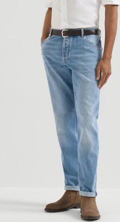 Brunello Cucinelli Comfort denim five-pocket trousers in Light Denim at Nordstrom, Size 48