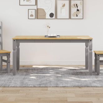 vidaXL Vidaxl - Mesa De Comedor Corona Madera Maciza De Pino Gris 160x80x75 Cm
