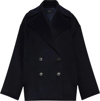 Max Mara Cappotto caban doppiopetto - Dames - Mantel - Blauw - 2XS - Wol - Jassen