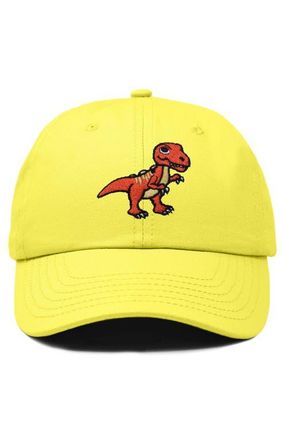 Dalix T-Rex Embroidered Casual Cap in Yellow at Nordstrom