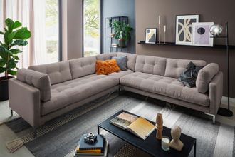 Trends by HG Wohnlandschaft »Landau U-Form« in Cord-Stoff mit Metallfuss