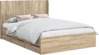 vidaXL Estructura De Cama Con Almacenamiento Y Cabecero Roble Sonoma Vidaxl