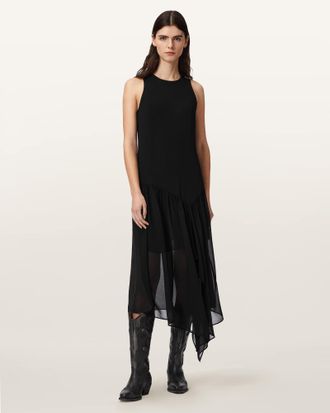 AllSaints Cyra Asymmetric Maxi Dress