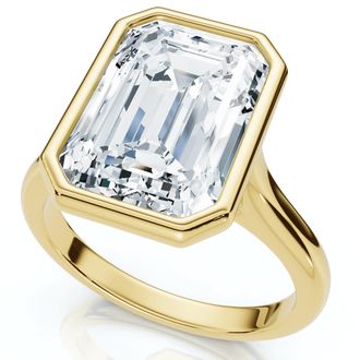 Pompeii3 3Ct Emerald Cut Bezel Solitaire Diamond Engagement Ring 14k Gold or Pt Lab Grown