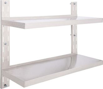 vidaXL 2-Tier Floating Wall Shelf Stainless Steel 100x30 cm vidaXL