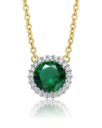 Genevive 14K Over Silver Cz Necklace