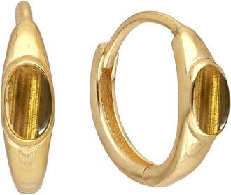 Tiramisu 14K Plated 0.60 Ct. Tw. Tiger Eye Huggie Earrings