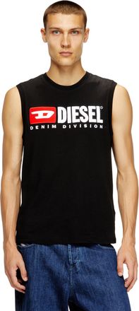 Diesel Tank top with chest logo print - T-Shirts - Man - Black