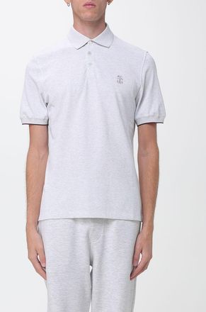 Brunello Cucinelli Polo in cotone a maniche corte con logo ricamato