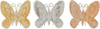 Foreside Home And Garden Set of 3 Distressed Butterfly Figures Metal in Yellow at Nordstrom