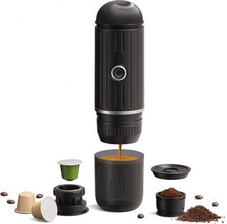 No Brand Cafetera Port&aacute;til - M&aacute;quinas De Caf&eacute;, Cafetera El&eacute;ctrica Port&aacute;til De Espresso Para Una Persona Con Taza Para Caf&eacute; Molido Y Contenedor De C&aacute;psulas Rech