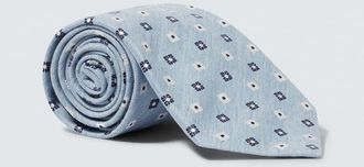 Dunhill Printed silk and cotton tie