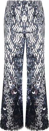 Alberta Ferretti Wijde broek met pailletten - Dames - Wijde Broeken - Grijs - S - Pailletten - Broeken