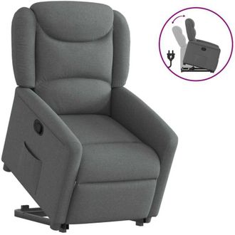 vidaXL Poltrona Alzapersona Reclinabile Grigio Scuro in Tessuto - Vidaxl