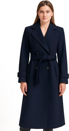 Generic Womens Coats Winter Single Breasted Wool Blend Jacket Causal Lapel Collar Belted Button Elegant Coat Windbreaker Jacket Ladies Long Sleeve Tops Mid-Le