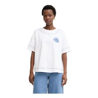 Twinset Katoenmix T-shirt met Slogan - Dames - Tops - Wit - Maat: XS Katoen