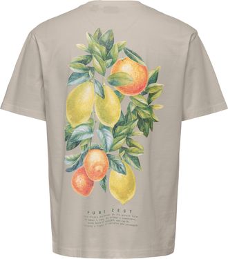 Only & Sons T-Shirt ONLY & SONS ONSFRED LIFE RLX SS PRINT TEE NOOS, Herren, Gr. XXL, silber lining print:citros, Jersey, Obermaterial: 100% Baumwolle, bedruckt, r