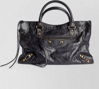 Balenciaga city clutch bag buckle strap leather