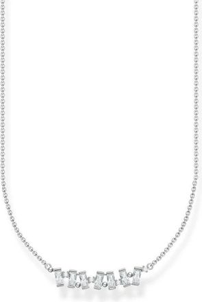 Thomas Sabo Baguette Princess Zilveren Ketting met Witte Zirkonia - Dames - Kettingen - Grijs - ONE Size - Accessoires