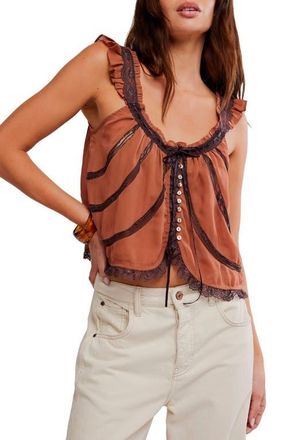 Free People Mable Pleat & Ruffle Tank in Canyon Sunset Combo at Nordstrom, Size X-Large