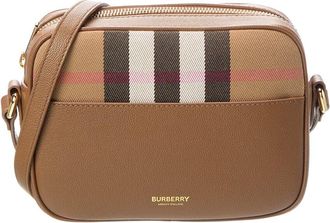 Burberry Small Check Canvas & Leather Camera Bag
