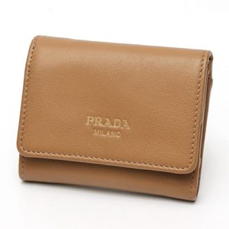 Prada Brown Leather Wallet (Tri-Fold) (Pre-Owned)