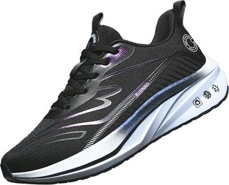 Generic MiaZane Unisex Lightweight Running Shoes Breathable Mesh Athletic Trainers with Cushioned Sole Casual Sport Sneakers Full Size Range Available,Black,6