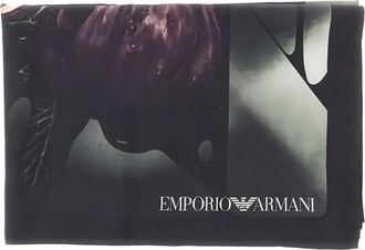 Emporio Armani Foulard in seta con stampa - Nero