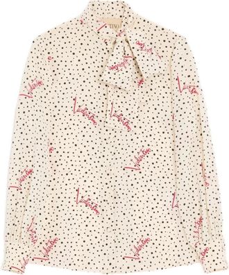 Valentino Garavani Zijdeblouse met sjaaldetail - Dames - Blouses - Wit - XS - Overhemden