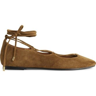 Madewell The Greta Lace-Up Ballet Flat in Warm Chestnut at Nordstrom, Size 9.5