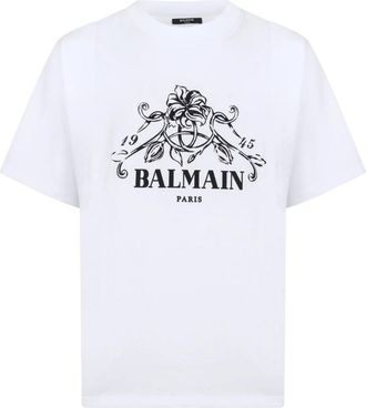 Balmain Printed Vine T-Shirt - Heren - T-shirts - Wit - L - Katoen - Tops