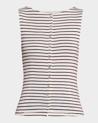 Rag & Bone The Knit Stripe Boat-Neck Tank Top