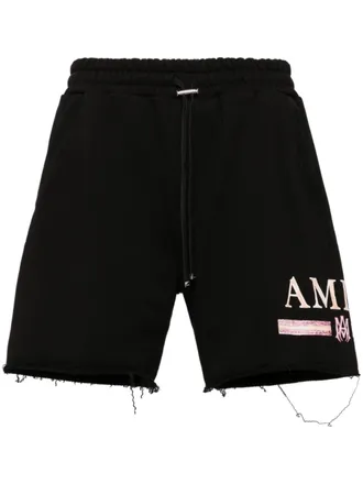 Amiri logo-embroidered cotton shorts - men - Cotton/Lyocell - XXXL - Black