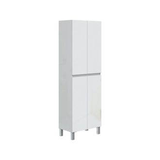 Dmora Dmora - Armario De Columna Sarasota, Mueble Alto Para Ba&ntilde;o O Cocina, Armario Alto Multifuncional, Gabinete Multiusos, 60x35 H182 Cm, Blanco Brillante