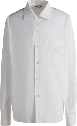 Bally embroidered logo cotton button-up shirt - women - Cotton - L - White