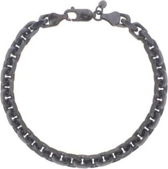 Tresorra Black Sterling Silver Oval Link Chain Bracelet