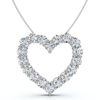 Pompeii3 5Ct Diamond Heart Pendant 14k Gold Lab Grown 1 1/5 Tall 18 Necklace Size: 1 1/5